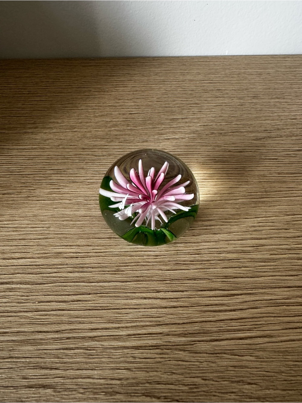 Handblown Glass Flower Paperweight - Pink